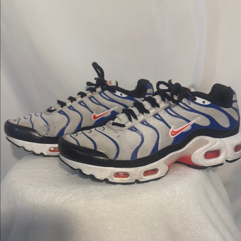 Nike Air Max Plus in Gray, Blue, and Red